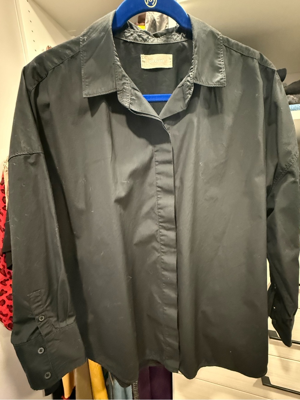 Everlane Crisp Poplin Oversized Shirt, Black, Sz L